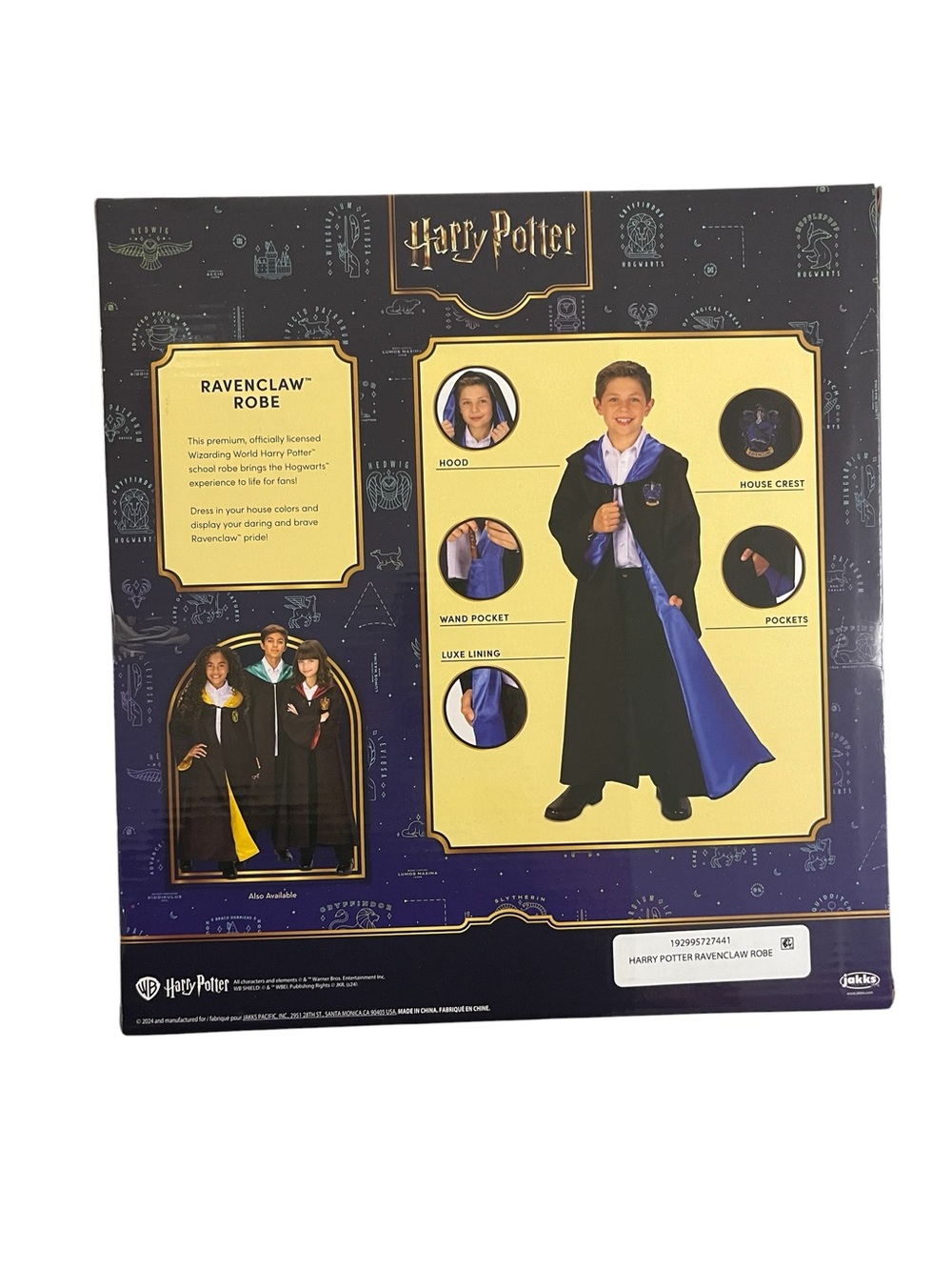 Harry Potter Kids Wizard Robe. Pick - Hufflepuff (Yellow) or Ravenclaw (Blue) - Picture 5 of 13